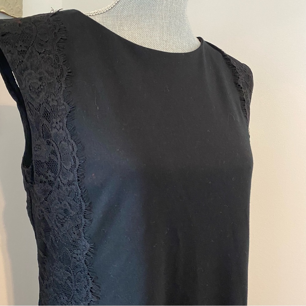 MANGO Sleeveless Sheath Midi Dress Lace Detail Minimalist feminine LBD wedding